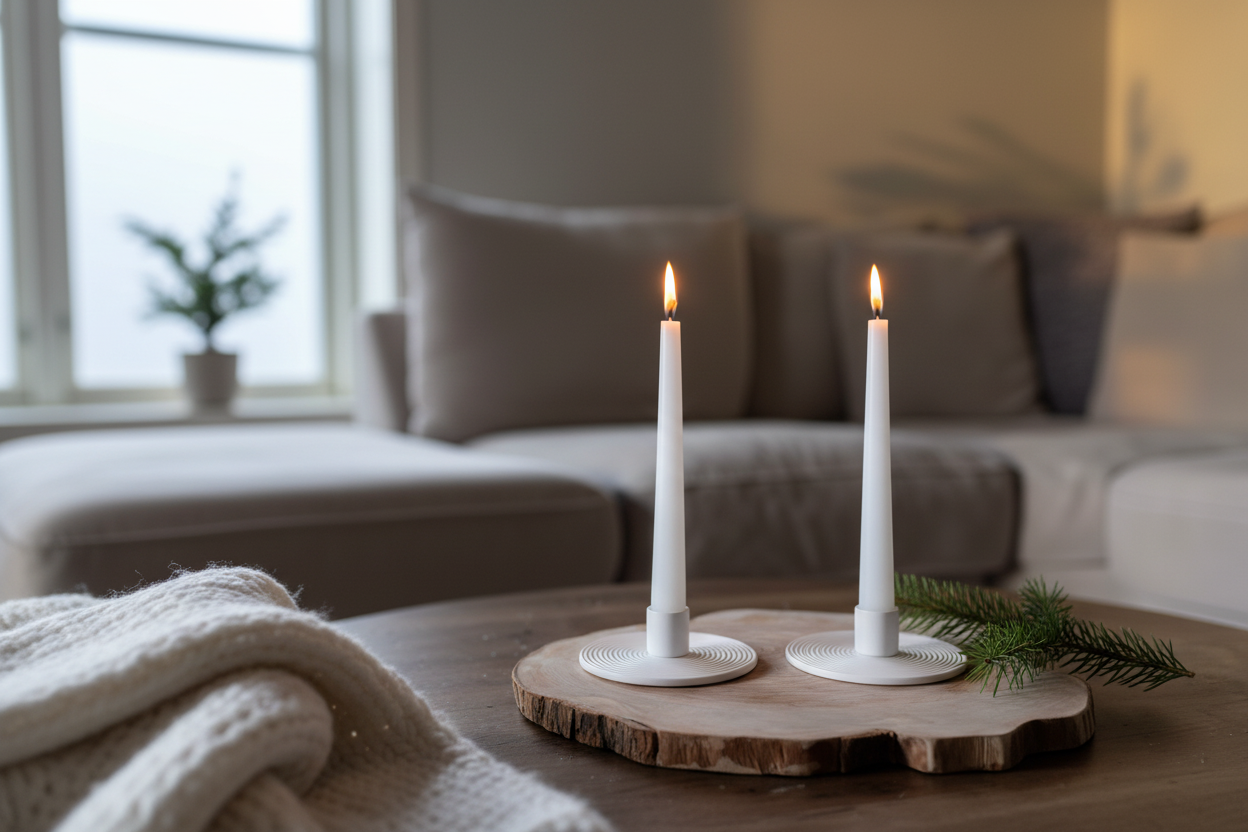 Nordic candle holder in cozy Scandinavian setting